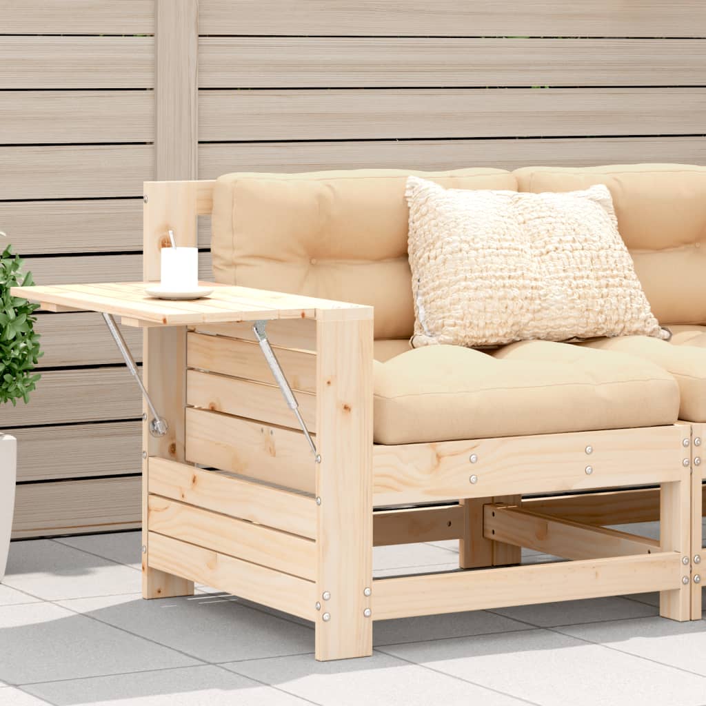 Garden Armrest Sofa With Cushion Wax Brown Solid Wood Pine