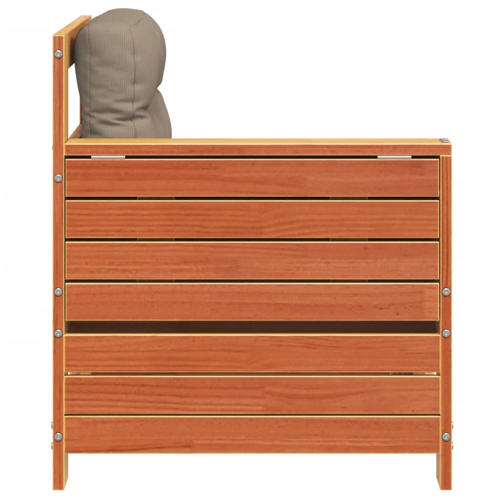 Garden Armrest Sofa With Cushion Wax Brown Solid Wood Pine