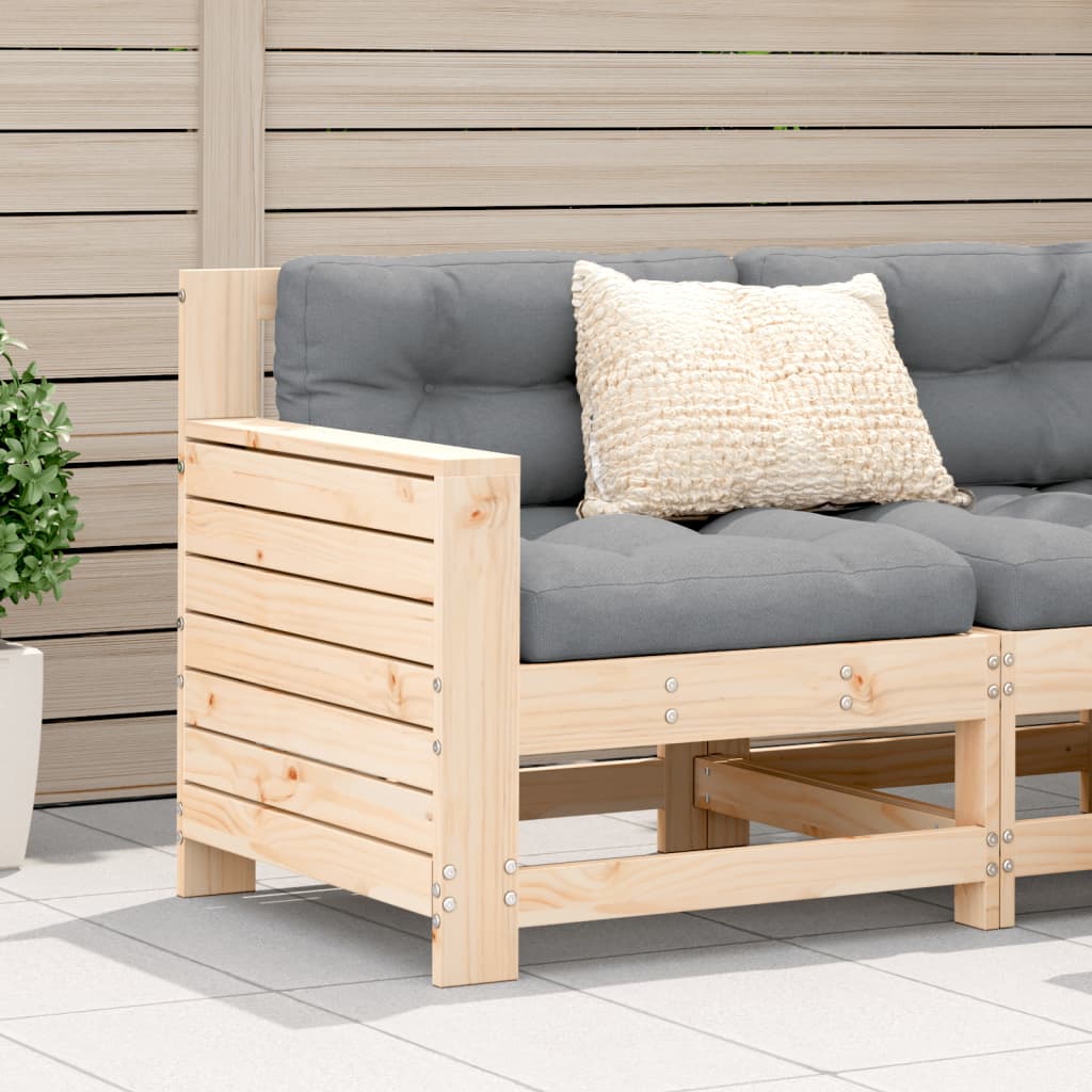 Garden Armrest Sofa With Cushion Wax Brown Solid Wood Pine