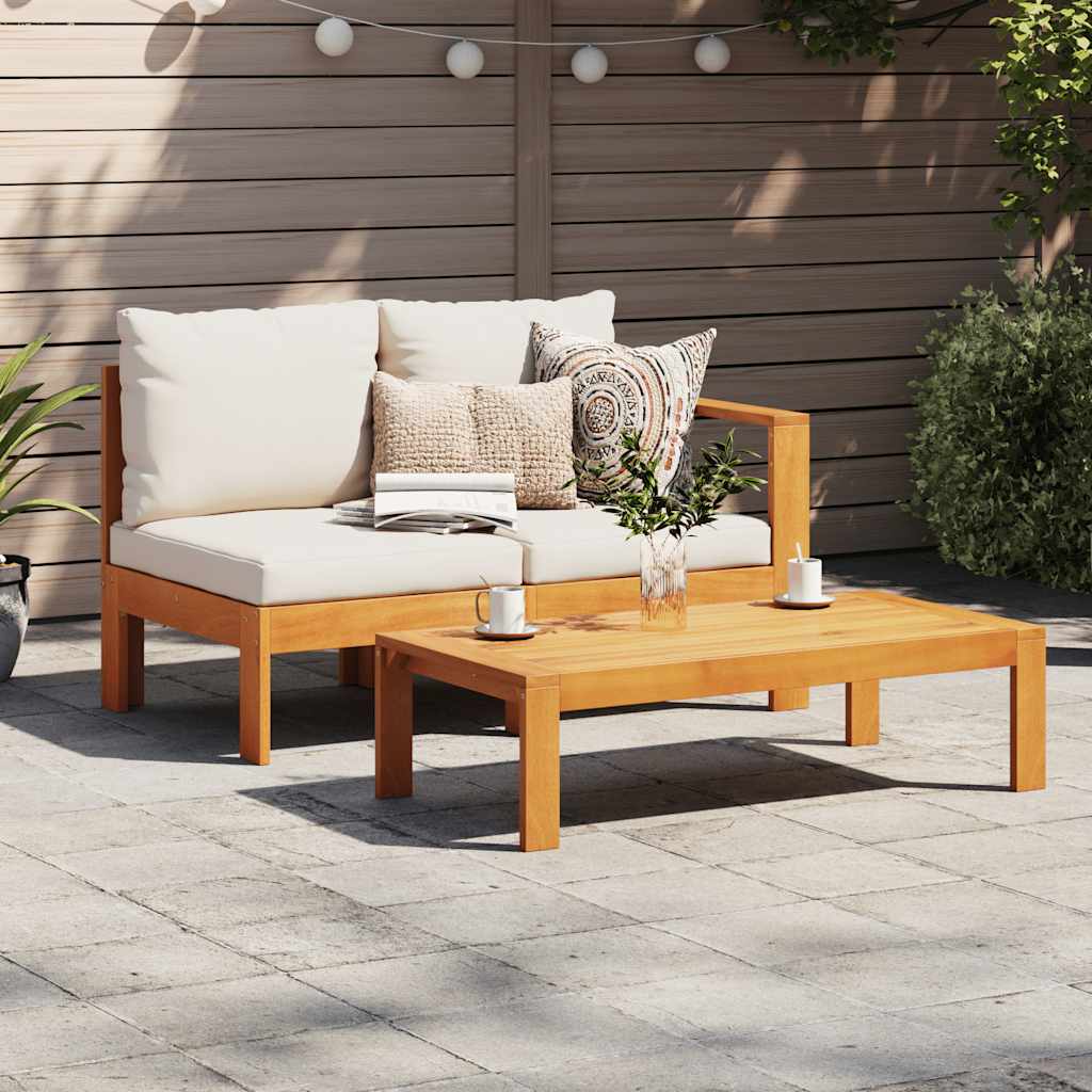 Garden With 1 Armrest 2-Seater Solid Wood Acacia