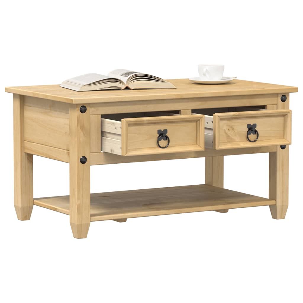 Coffee Table With Drawers Corona 85X50X45 Cm Solid Wood Pine