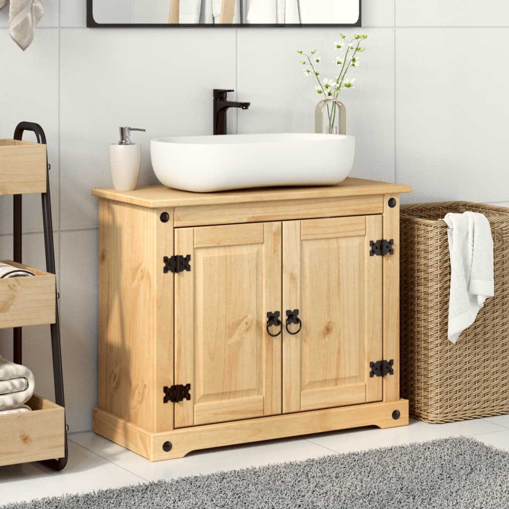 Bathroom Sink Cabinet Corona 73X33X60 Cm Solid Wood Pine