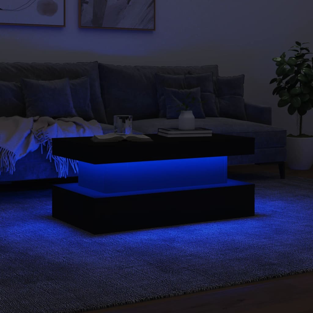 Coffee Table With Led Lights 90X50X40 Cm