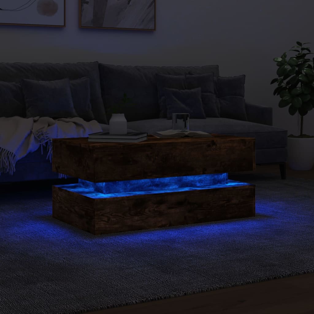 Coffee Table With Led Lights 90X50X40 Cm