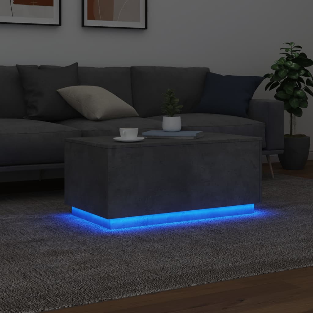 Coffee Table With Led Lights 90X50X40 Cm