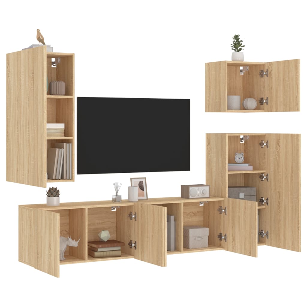 5 Piece Tv Wall Units Engineered Wood