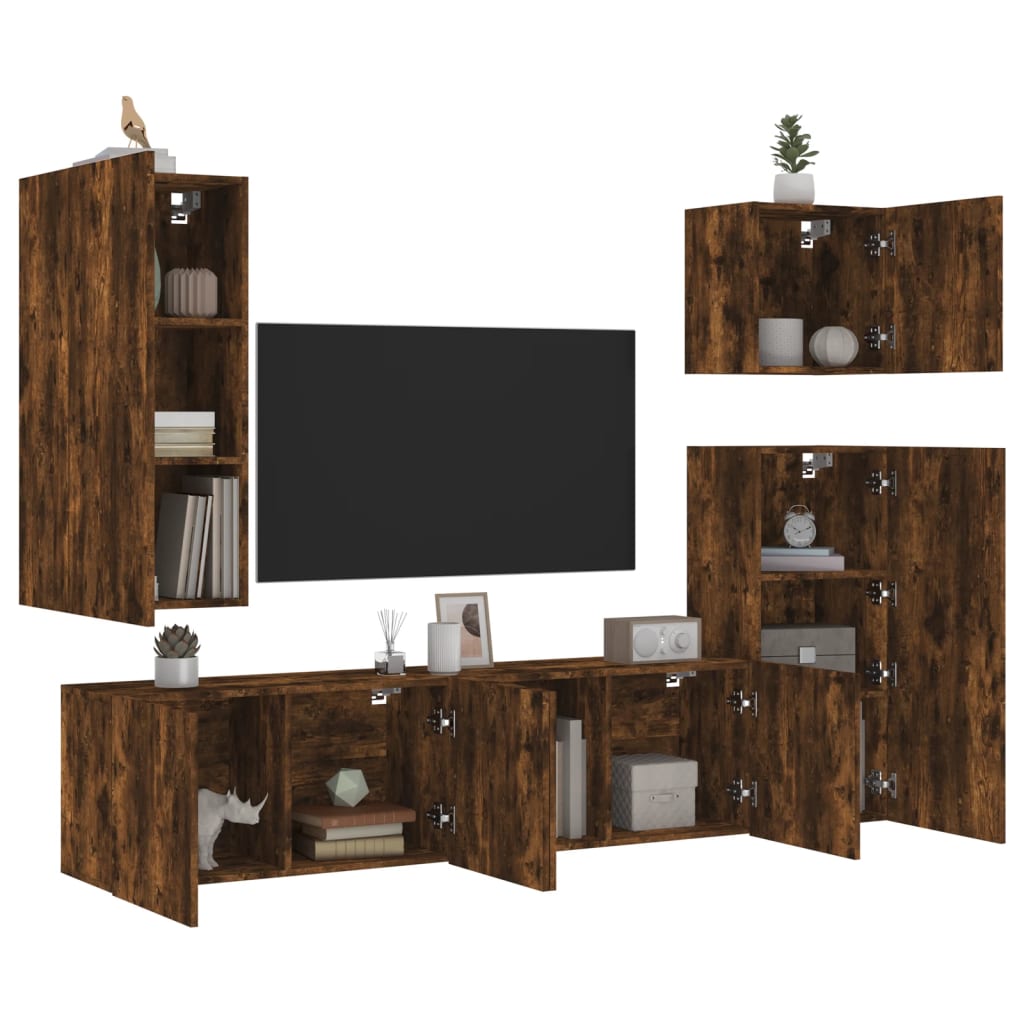 5 Piece Tv Wall Units Engineered Wood