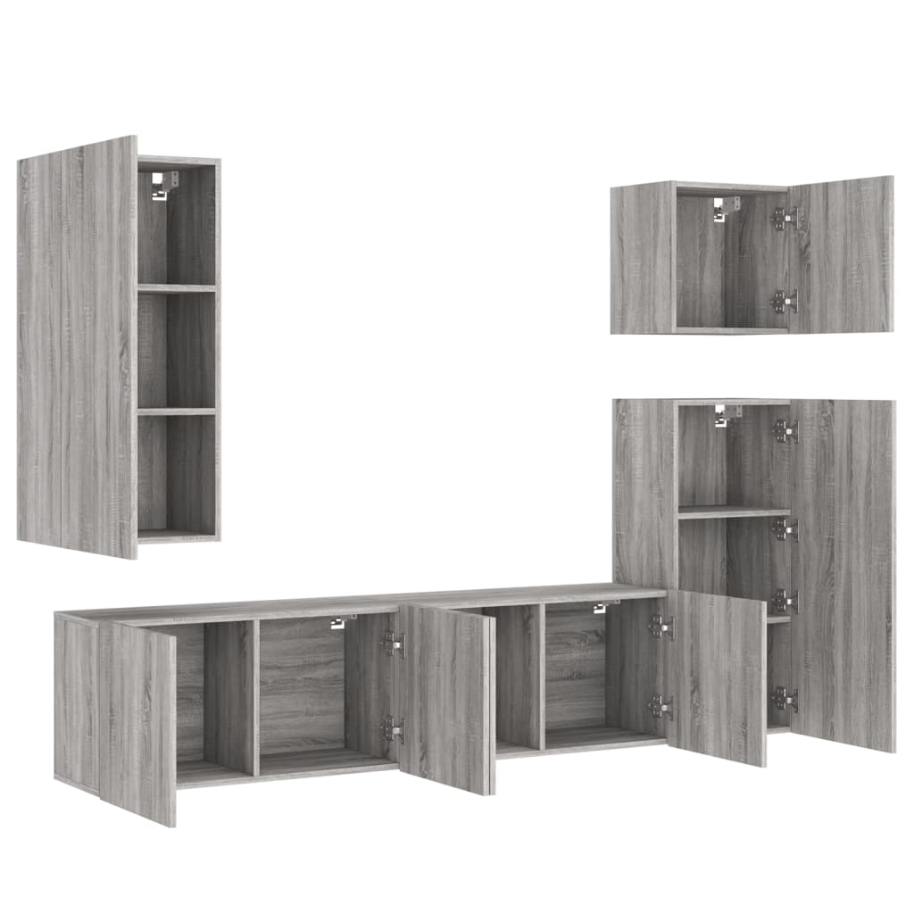 5 Piece Tv Wall Units Engineered Wood