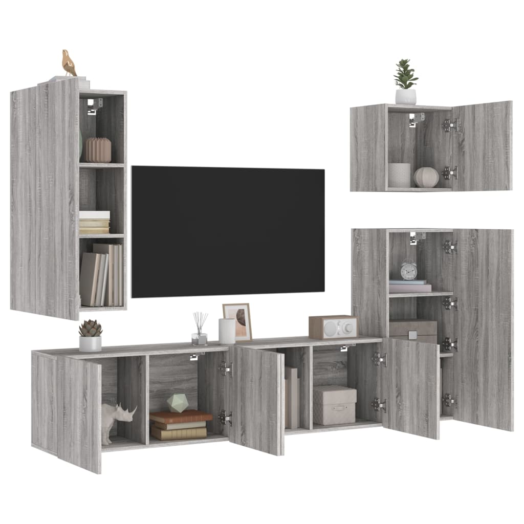 5 Piece Tv Wall Units Engineered Wood