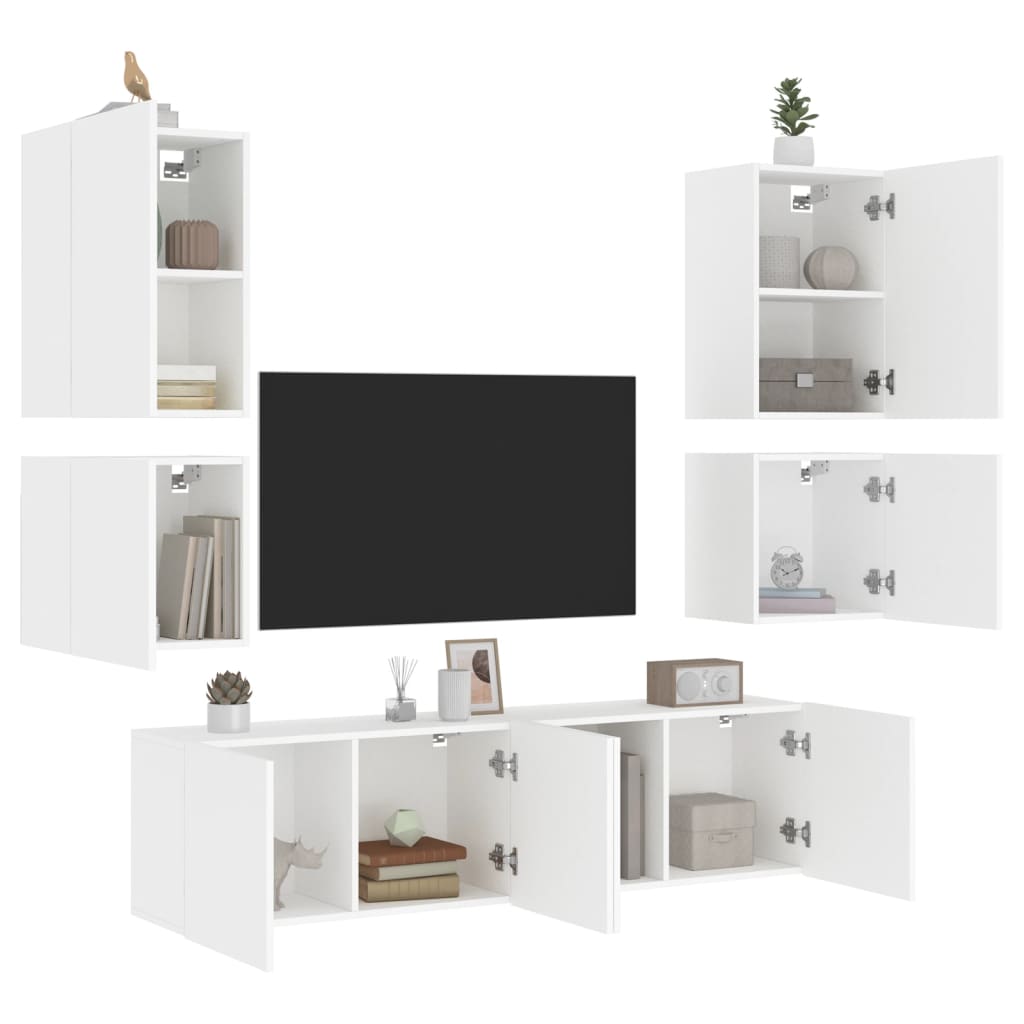 6 Piece Tv Wall Units Engineered Wood
