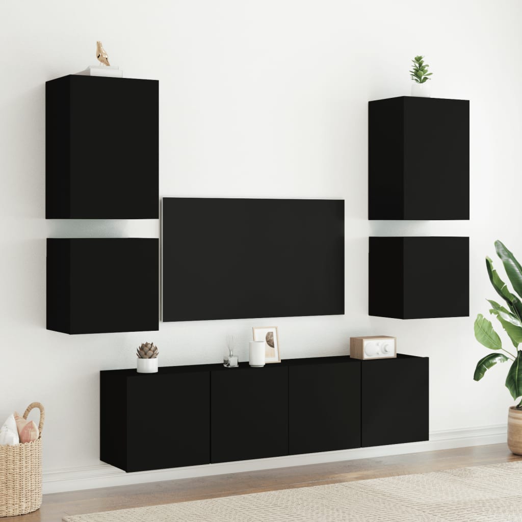 6 Piece Tv Wall Units Engineered Wood