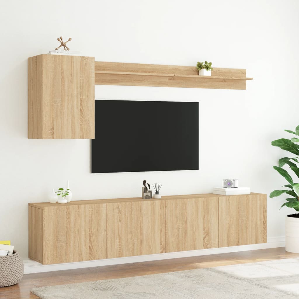 5 Piece Tv Wall Units Engineered Wood