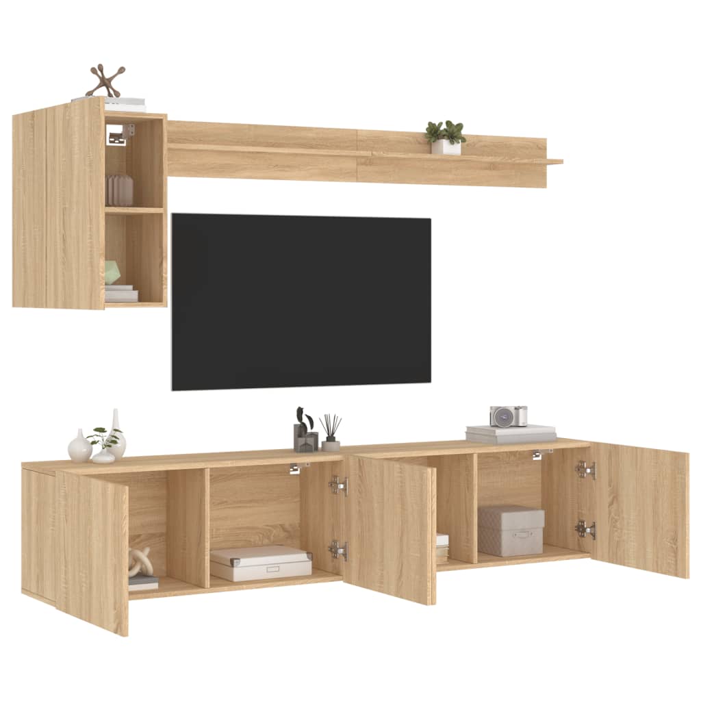 5 Piece Tv Wall Units Engineered Wood