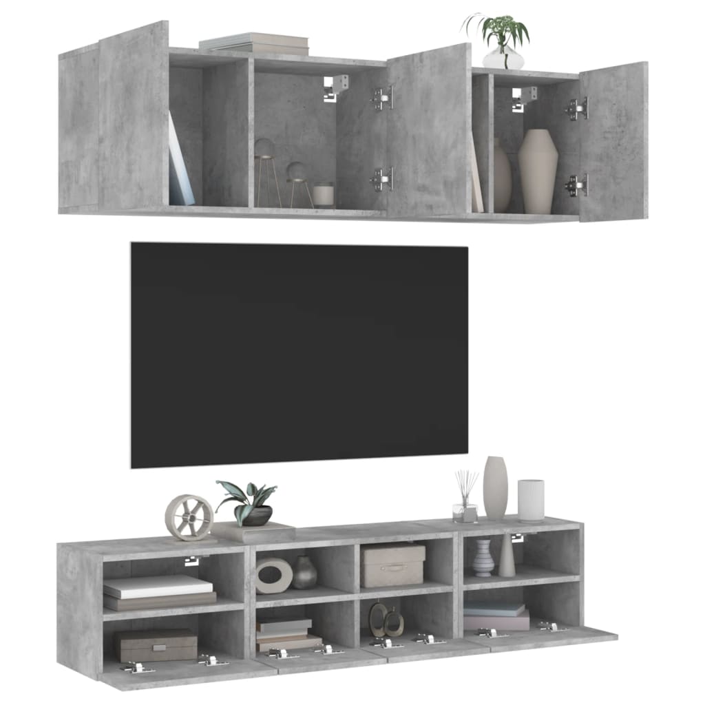 5 Piece Tv Wall Units Engineered Wood