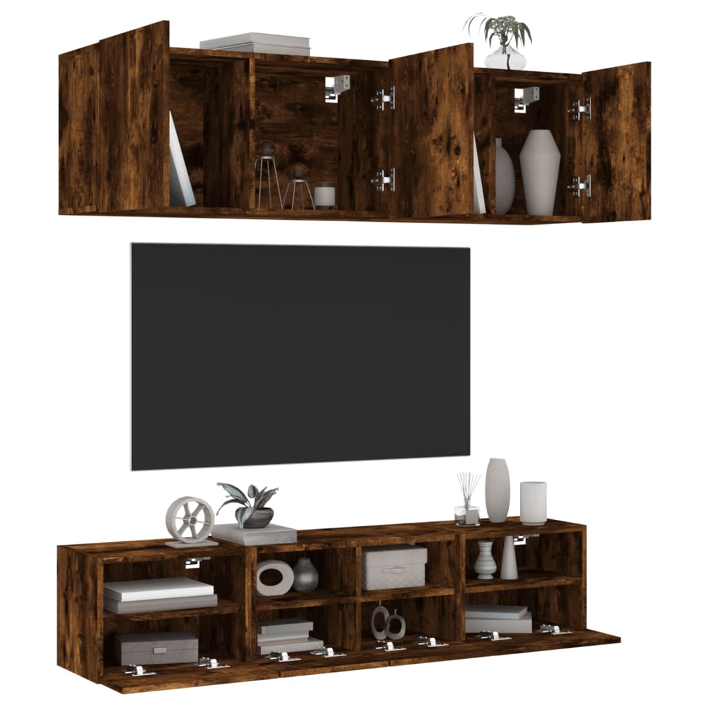 5 Piece Tv Wall Units Engineered Wood