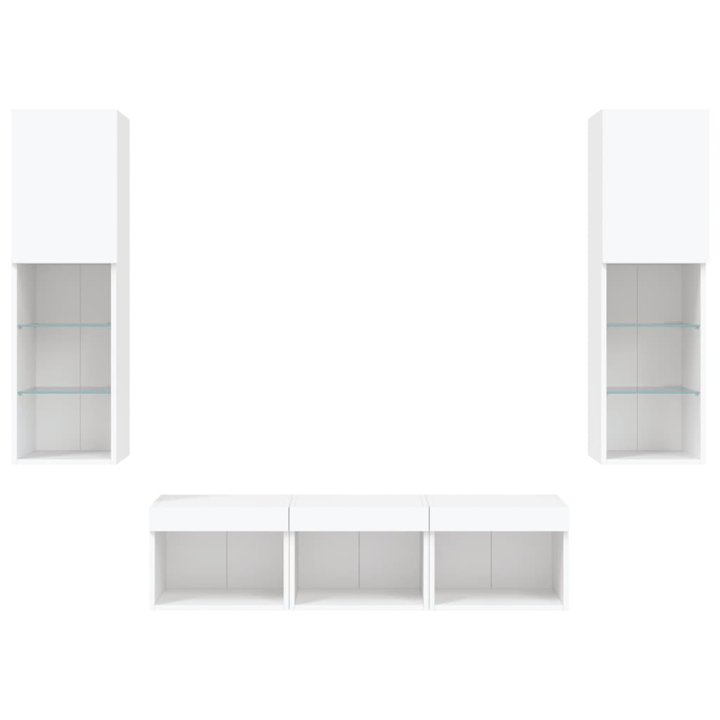 5 Piece Tv Wall Units With Led Engineered Wood