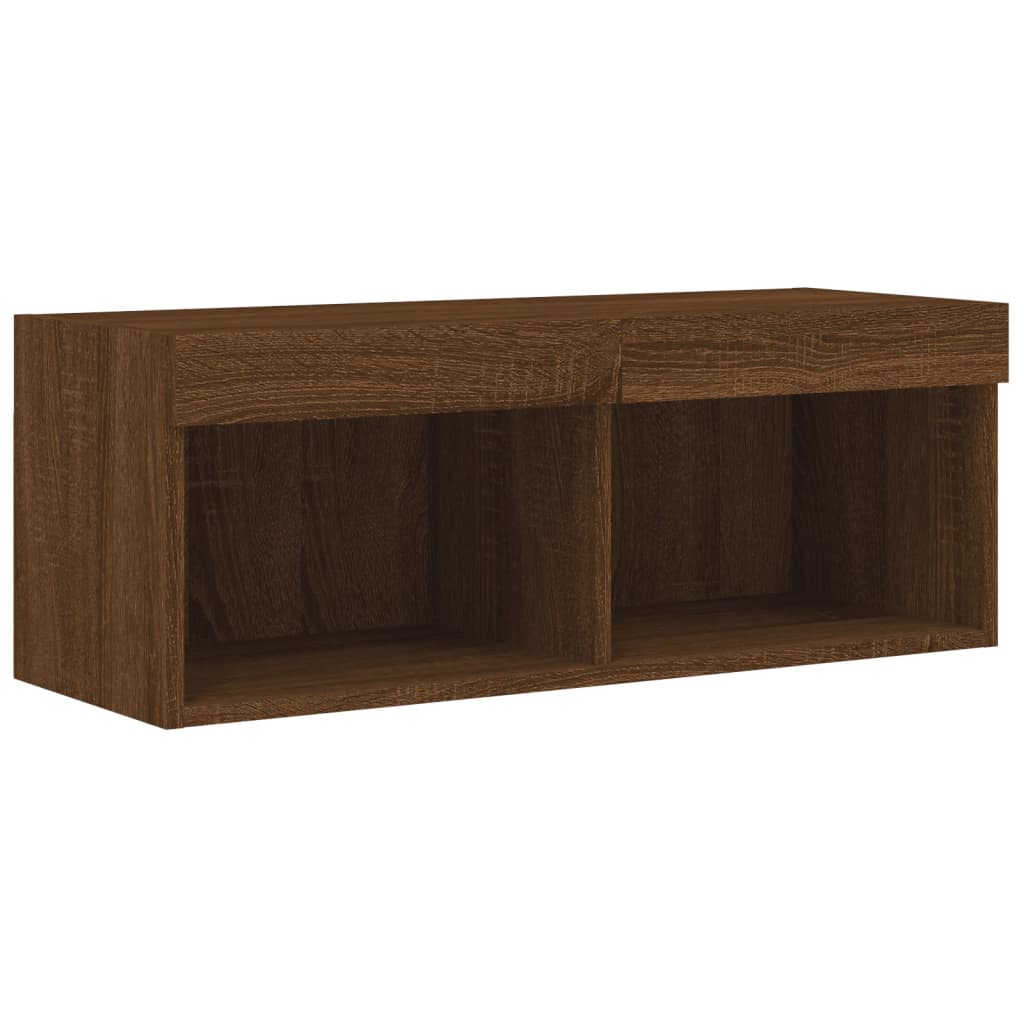 4 Piece Tv Wall Units With Led Engineered Wood