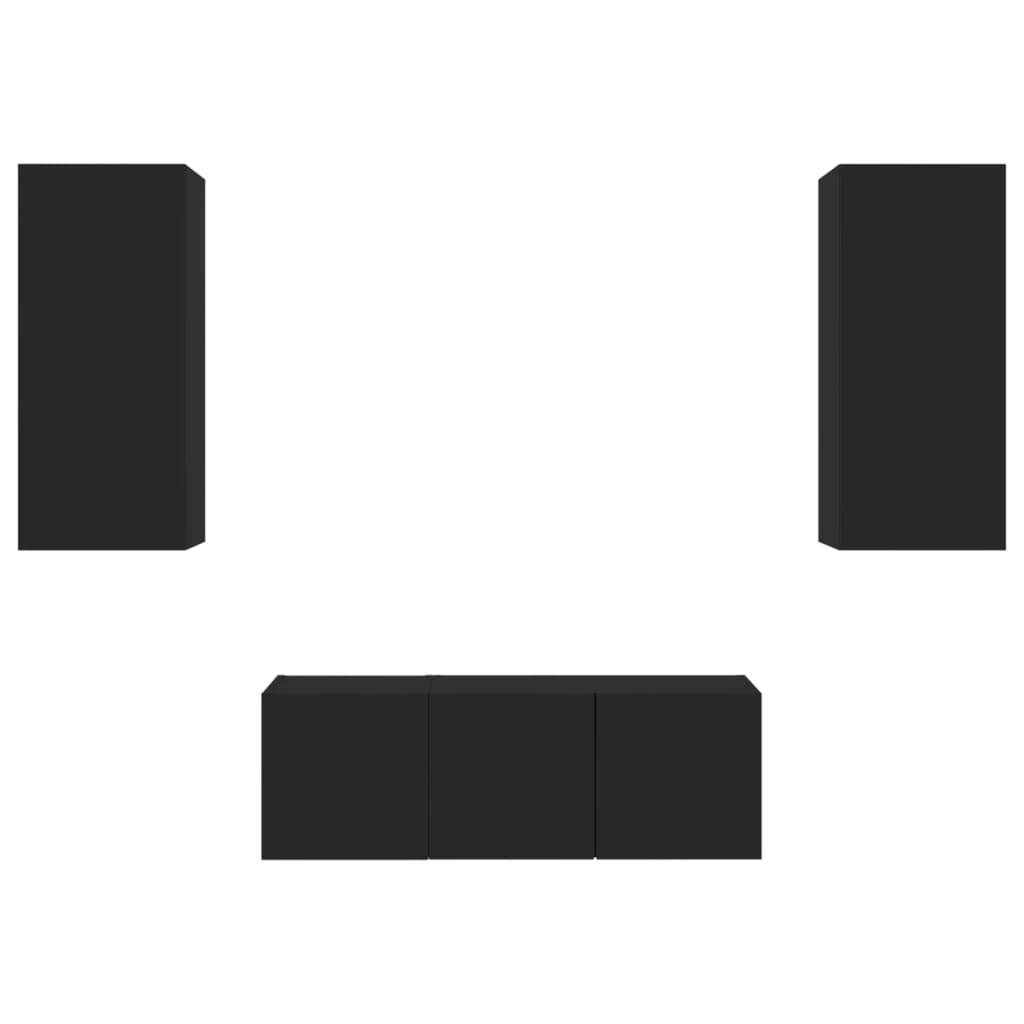 4 Piece Tv Wall Units With Led Engineered Wood