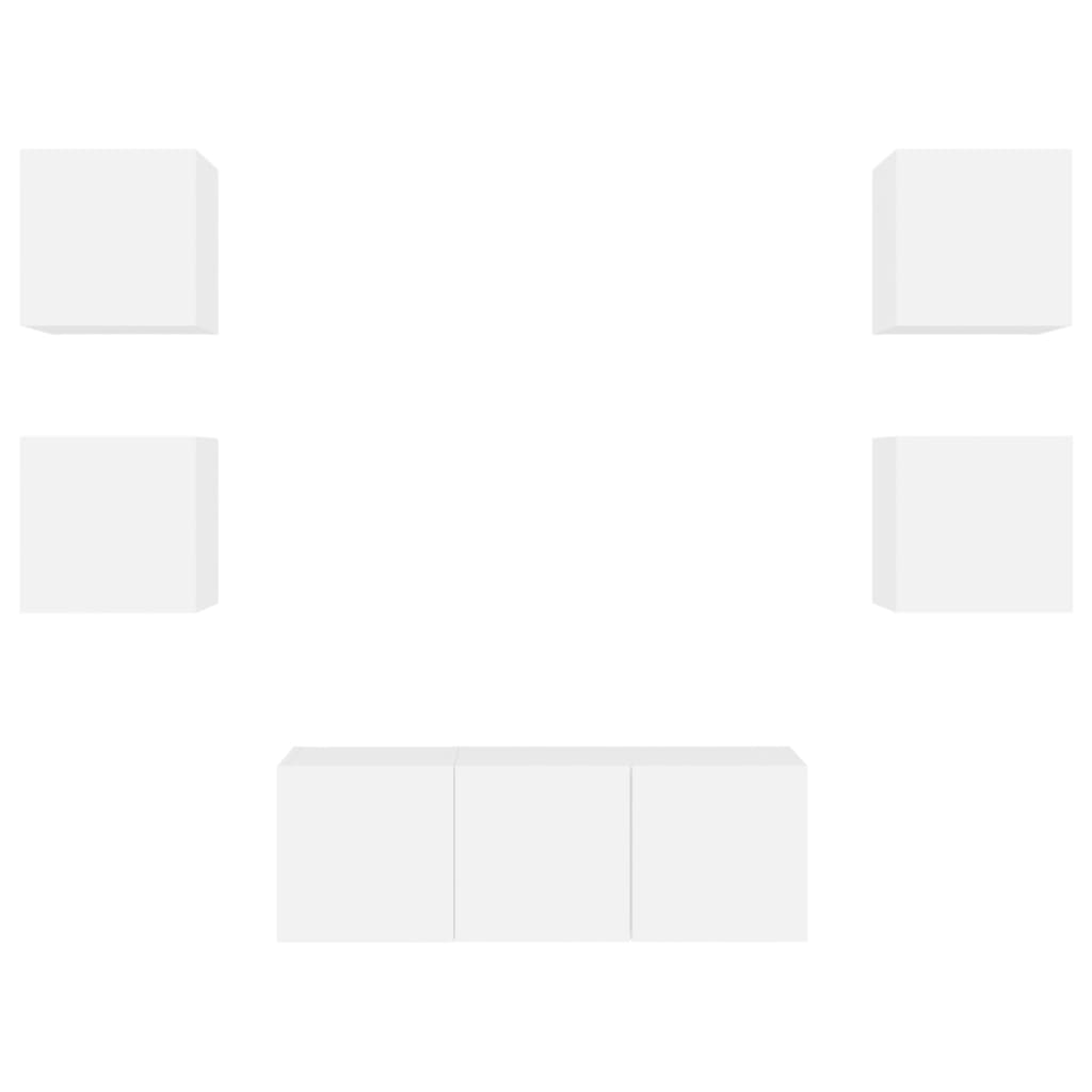 6 Piece Tv Wall Units With Led Engineered Wood