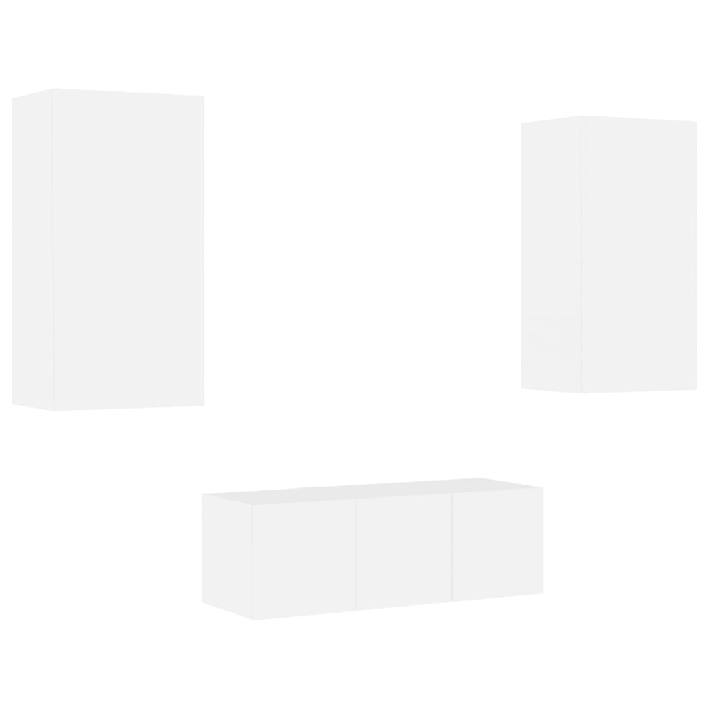 4 Piece Tv Wall Units With Led Engineered Wood