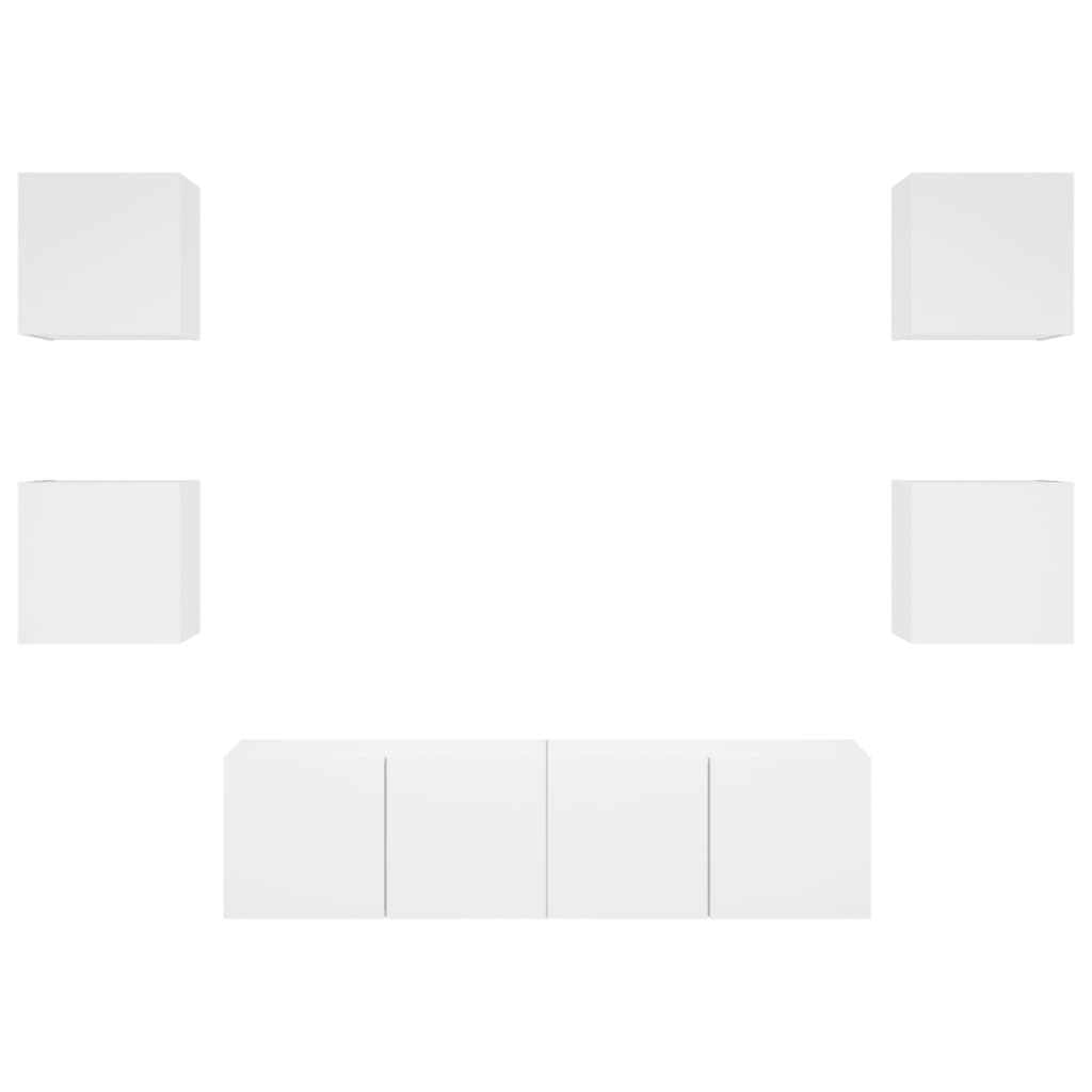 6 Piece Tv Wall Units With Led Engineered Wood