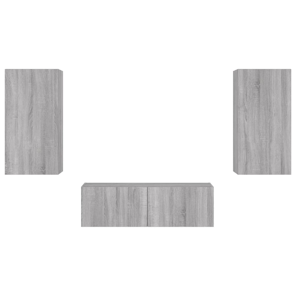 3 Piece Tv Wall Cabinets With Led Lights