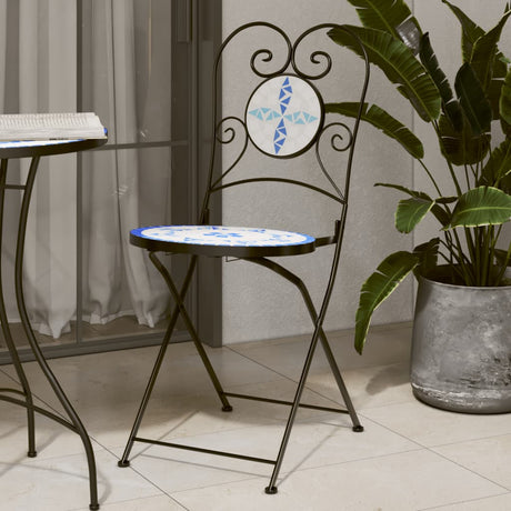 Folding Bistro Chairs 2 Pcs Ceramic And White