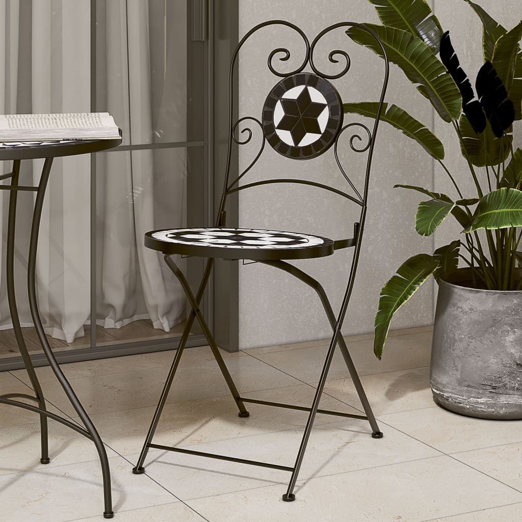 Folding Bistro Chairs 2 Pcs Ceramic And White