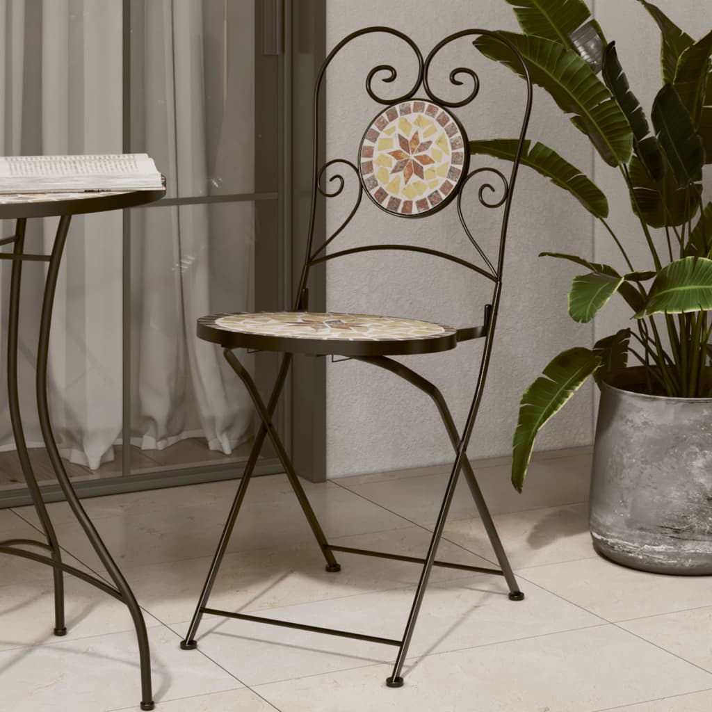 Folding Bistro Chairs 2 Pcs Ceramic And White