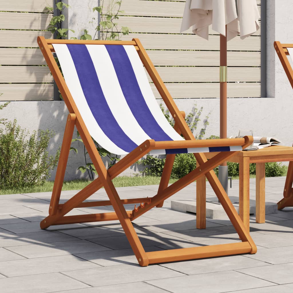 Folding Beach Chairs 2 Pcs White Fabric