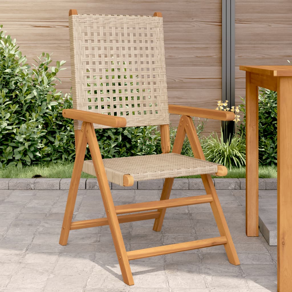 Reclining Garden Chairs 8 Pcs Poly Rattan And Solid Wood