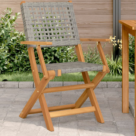 Folding Garden Chairs 8 Pcs Poly Rattan And Solid Wood