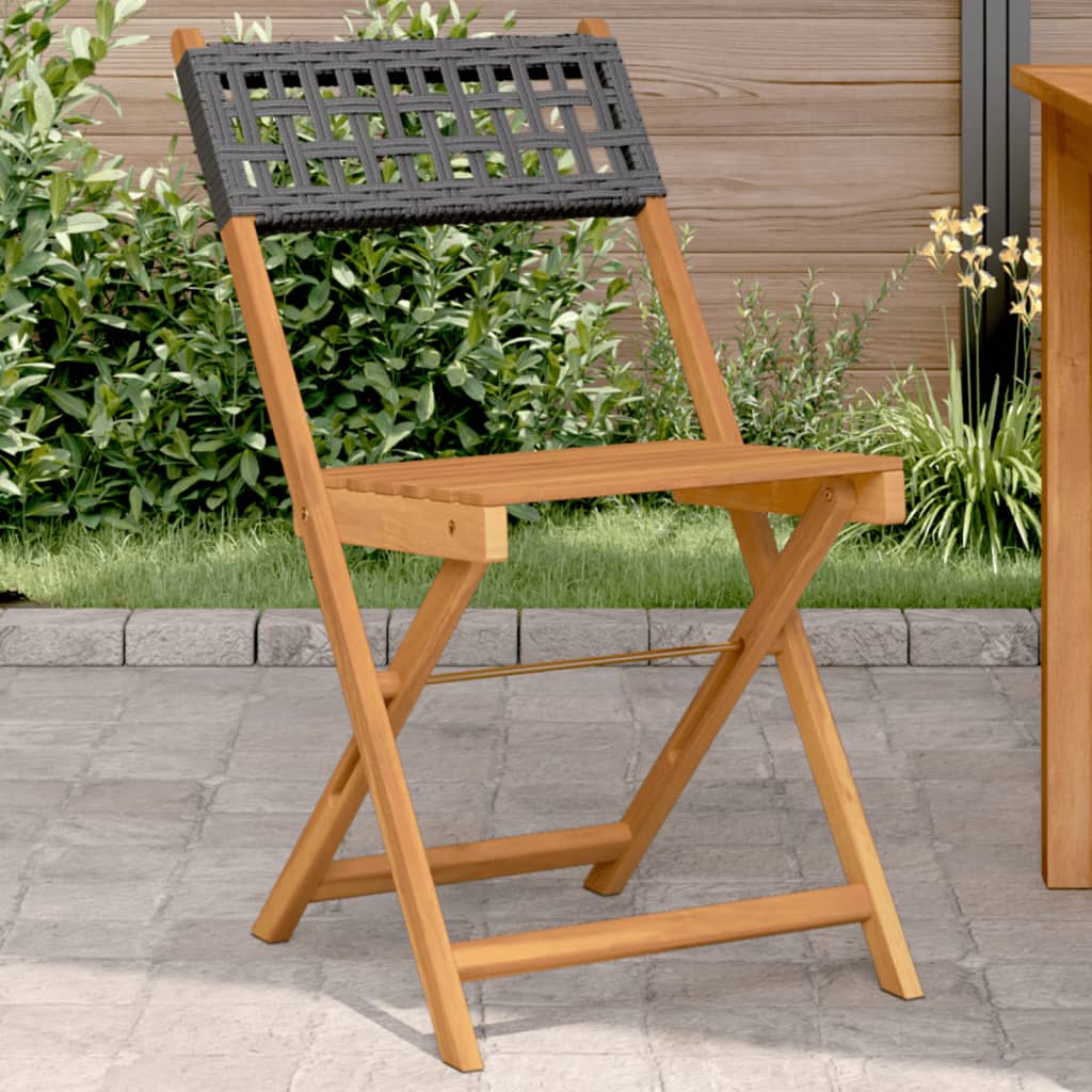 Bistro Chairs 2 Pcs Solid Wood Acacia And Poly Rattan
