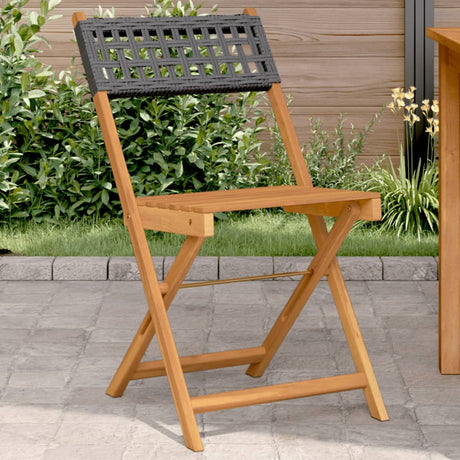Bistro Chairs 2 Pcs Solid Wood Acacia And Poly Rattan