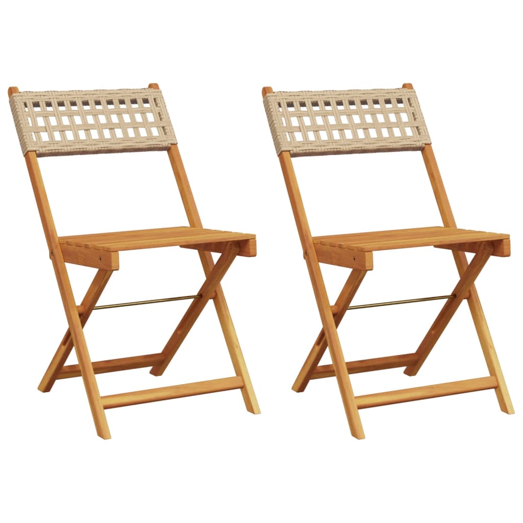 Bistro Chairs 2 Pcs Solid Wood Acacia And Poly Rattan