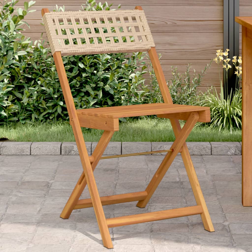 Bistro Chairs 2 Pcs Solid Wood Acacia And Poly Rattan