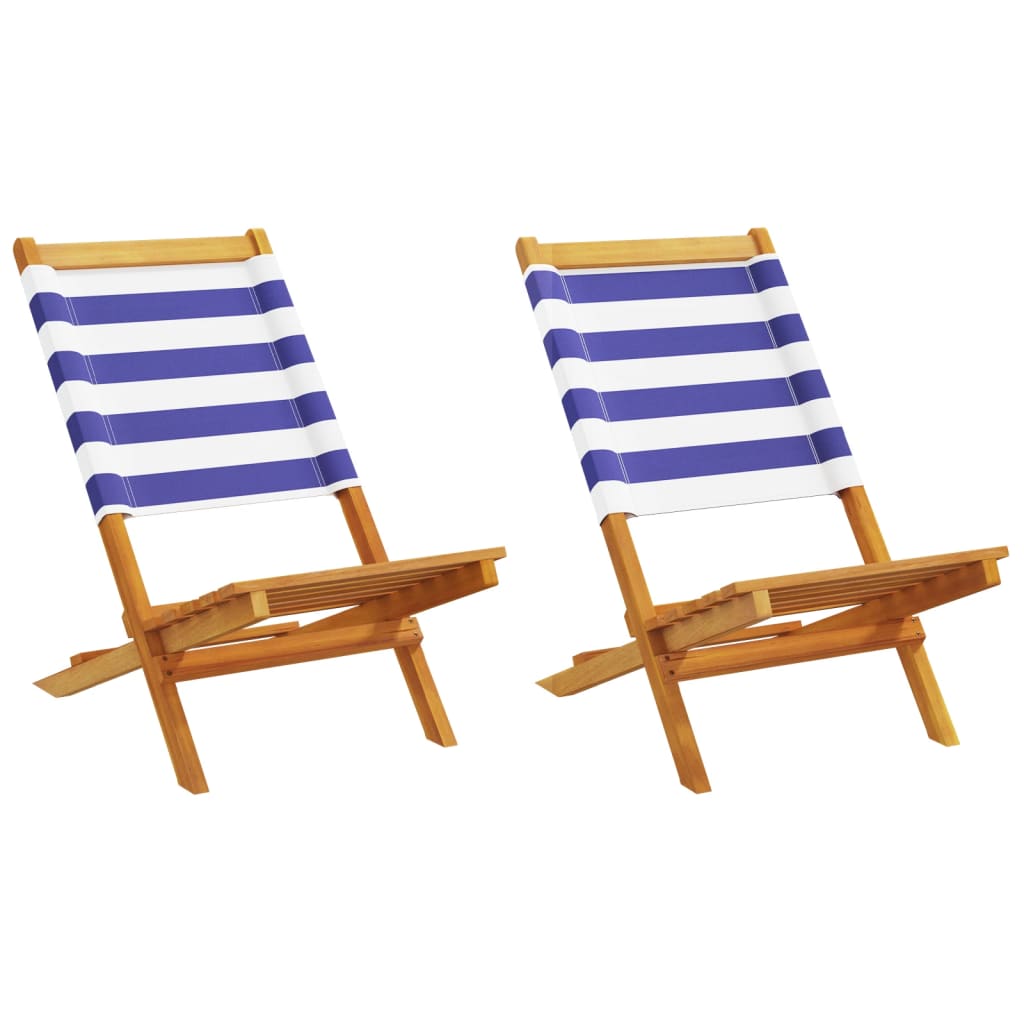 Folding Garden Chairs 6 Pcs White Fabric And Solid Wood