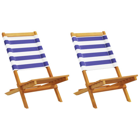 Folding Garden Chairs 6 Pcs White Fabric And Solid Wood