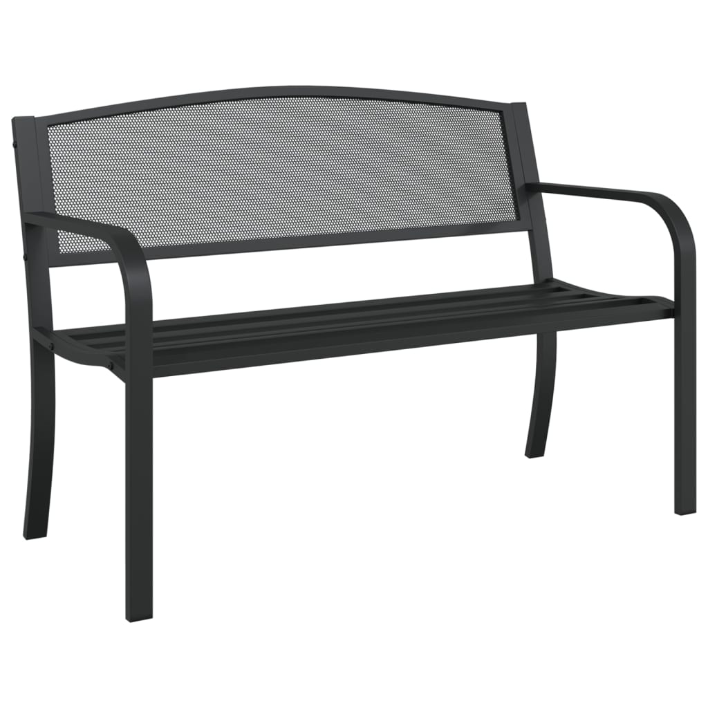Garden Bench 119 Cm Black Steel