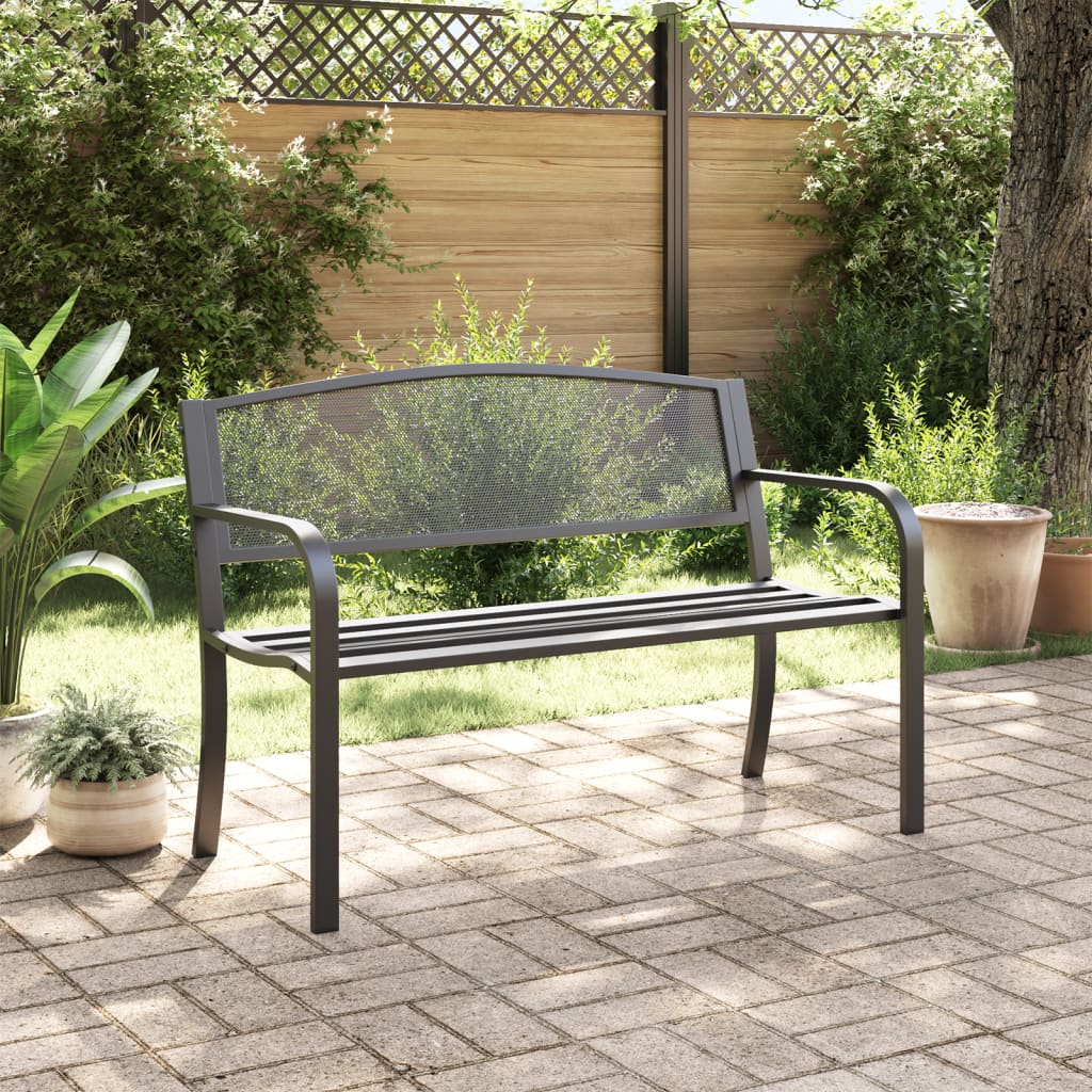 Garden Bench 119 Cm Black Steel