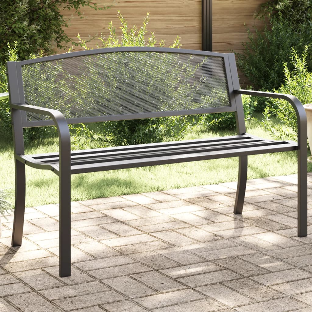 Garden Bench 119 Cm Black Steel