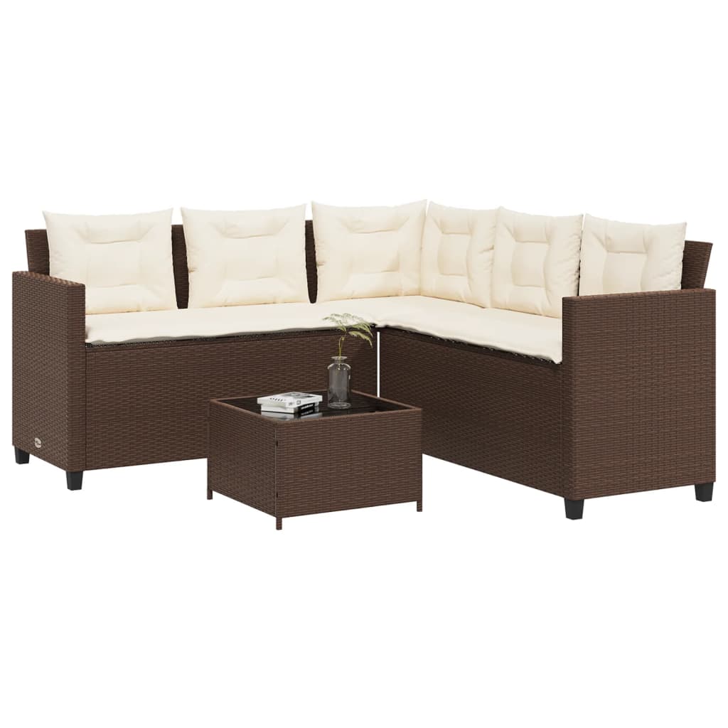 Garden Sofa With Table And Cushions L-Shaped Poly Rattan