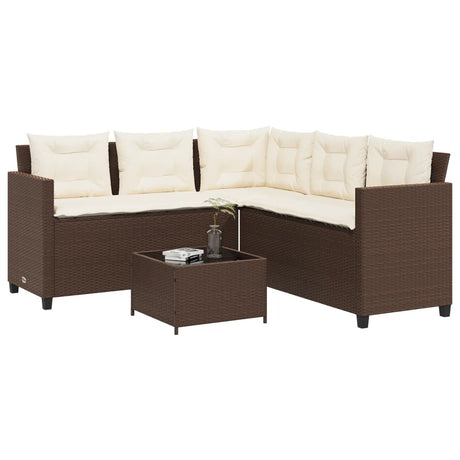 Garden Sofa With Table And Cushions L-Shaped Poly Rattan