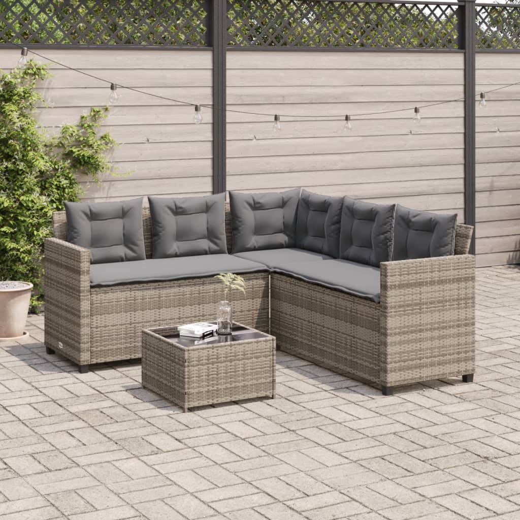 Garden Sofa With Table And Cushions L-Shaped Poly Rattan
