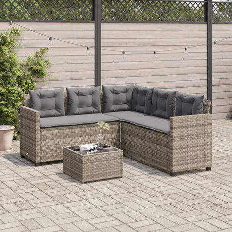 Garden Sofa With Table And Cushions L-Shaped Poly Rattan