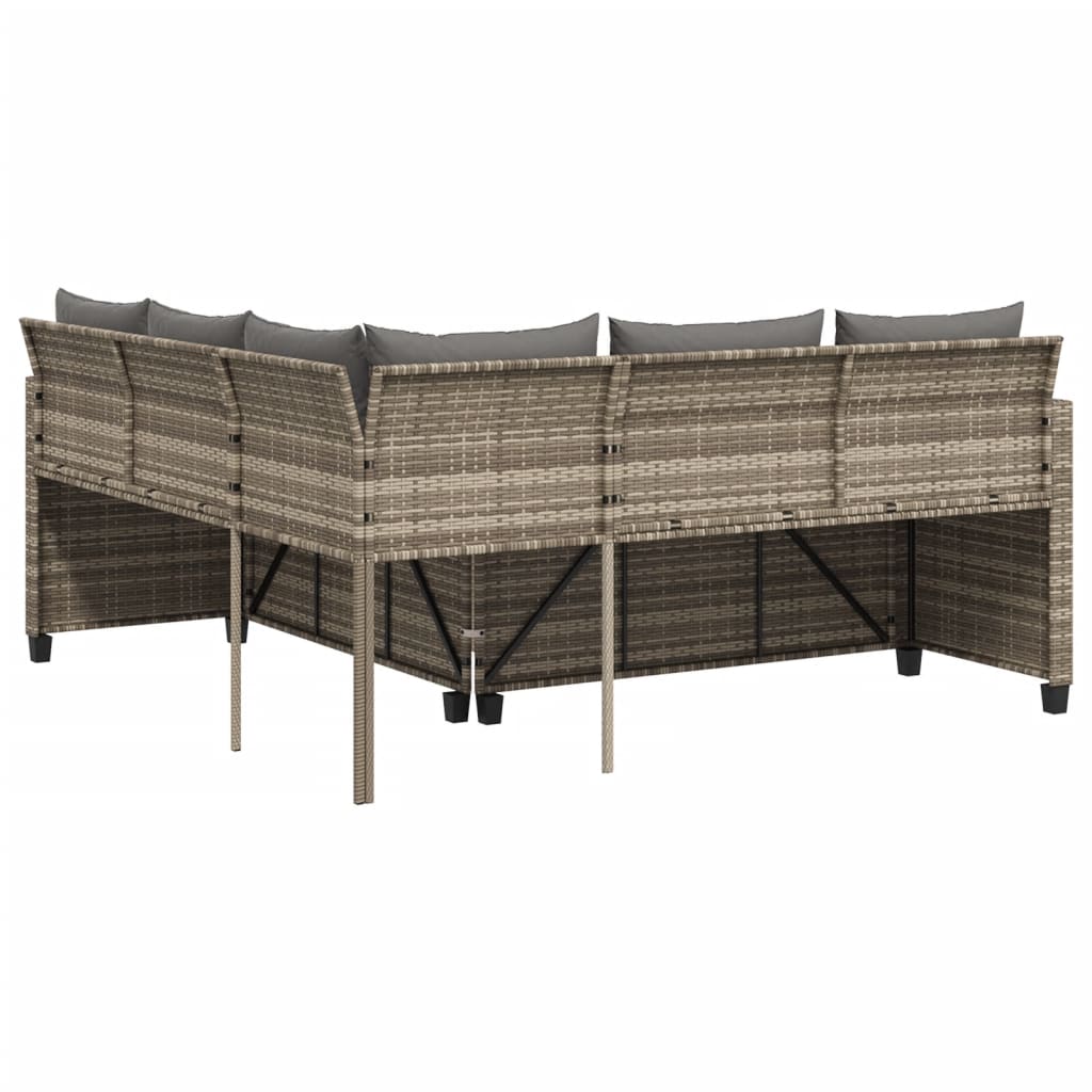 Garden Sofa With Table And Cushions L-Shaped Poly Rattan