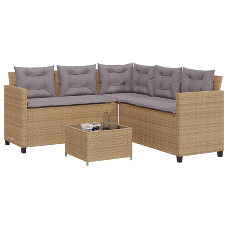 Garden Sofa With Table And Cushions L-Shaped Poly Rattan