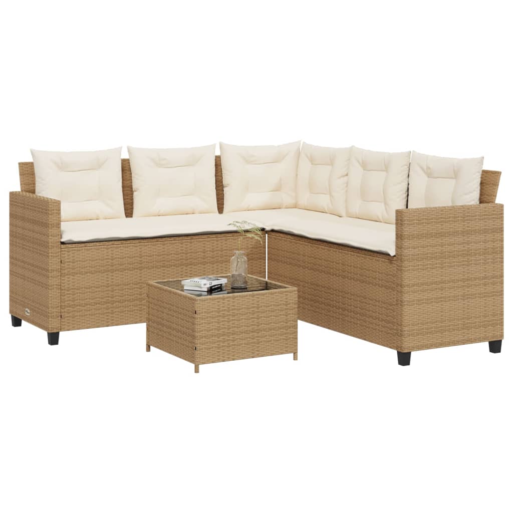 Garden Sofa With Table And Cushions L-Shaped Poly Rattan