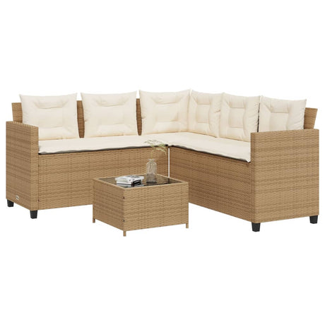 Garden Sofa With Table And Cushions L-Shaped Poly Rattan