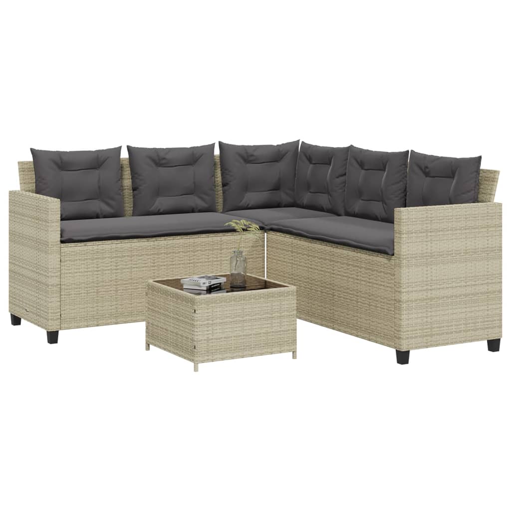 Garden Sofa With Table And Cushions L-Shaped Poly Rattan